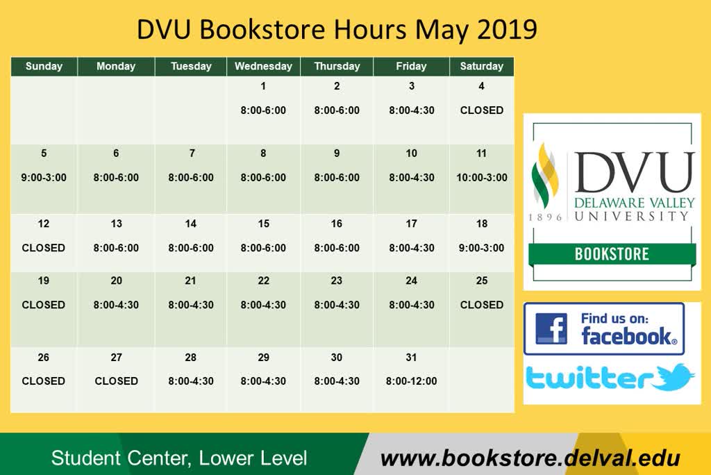 Information regarding Calendar is as follows Start date is May 01 2019 and End Date is May 31 2019 and Group Name is Bookstore and File is Browse and Name of Ad/Event is Calendar and Affiliation is Department and File Name is 1556812205_comp.jpg and Screen Location is Main and Email is richard.horner@delval.edu and Name is Rick Horner and