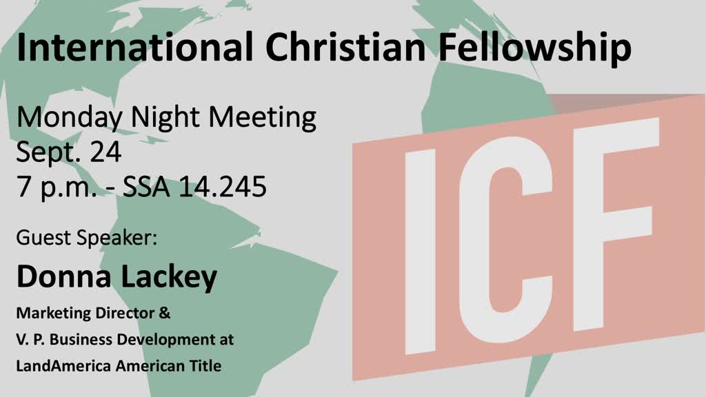 Information regarding ICF Weekly Meeting is as follows Start date is September 18 2018 and End Date is September 25 2018 and File is Browse and File Name is ICF_comp.jpg and Name of Ad/Event is ICF Weekly Meeting and Group Name is International Christian Fellowship and Name is Kolade Oyekan and Email is kolade.oyekan@utdallas.edu and Panel is Main and Affiliation is Recognized Student Organization and