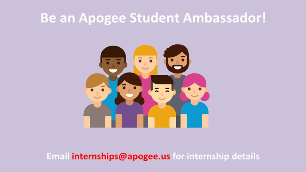 Information regarding Apogee Student Ambassador is as follows Start date is January 23 2019 and End Date is March 31 2019 and Name of Ad/Event is Apogee Student Ambassador and Email is bking@apogee.us and Name is Brandon King and File is Browse and File Name is ambassadorad1080_comp.jpg and Panel is Main and Affiliation is Other and