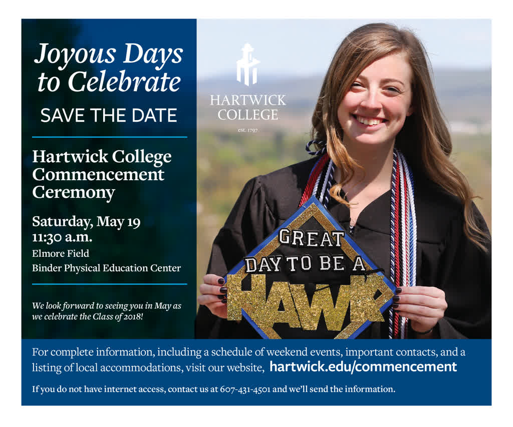 Information regarding Save the Date is as follows Start date is February 20 2018 and End Date is May 18 2018 and File is Browse and Group Name is Commencement and Email is habernigp@hartwick.edu and Affiliation is Staff and File Name is HAR-Commencement-Post-email-3_comp.jpg and Panel is Main and Name is Paul Habernig and Name of Ad/Event is Save the Date and