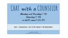 Information regarding Chat with a Counselor from the Counseling Center is as follows Start date is January 22 2019 and End Date is May 13 2019 and File is Browse and Name of Ad/Event is Chat with a Counselor from the Counseling Center and Affiliation is Department and File Name is CwaC-ORCA_comp.jpg and Name is Jenn Weeks and Email is jflagg1@jhu.edu and Panel is Main and