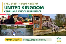 Information regarding Cambridge Experience is as follows Start date (when you would like your content to be posted) is January 08 2019 and End Date (when you would like your content to be removed from the screens) is March 09 2019 and Name is Achim Loch and Email is aloch@gmu.edu and File is Browse and Name of Ad/Event is Cambridge Experience and Group Name is Global Education Office and File Name is FA19_Cambridge-Exp_comp.jpg and Panel for your ad to be displayed is Main and Affiliation is Mason Department and