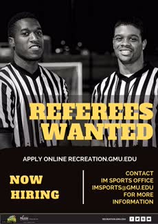 Information regarding Referees Wanted is as follows Create Your Own Tags: is #FitHappens and Start date (when you would like your content to be posted) is September 02 2016 and End Date (when you would like your content to be removed from the screens) is October 01 2016 and File is Browse and Group Name is George Mason Recreation and File Name is RefereesWanted-Banner_comp.jpg and Email is kronkart@gmu.edu and Name is Kyle Ronkartz and Affiliation is Mason Department and Name of Ad/Event is Referees Wanted and Panel for your ad to be displayed is Side and