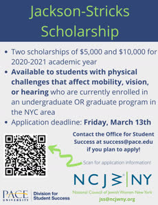 Information regarding Jackson-Stricks Scholarship is as follows Create Your Own Tags: is #Scholarship and End Date is March 13 2020 and Start date is January 17 2020 and Email is akoehler@pace.edu and Name is Alec Koehler and File is Browse and Affiliation is Department and File Name is Jackson-Stricks-Scholarship_comp.jpg and Name of Ad/Event is Jackson-Stricks Scholarship and Administrative Office/Group Name is Office for Student Success and Panel is Side and